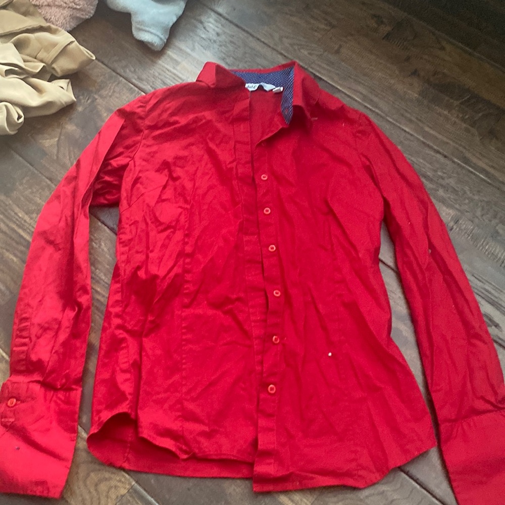 Red fitted button up